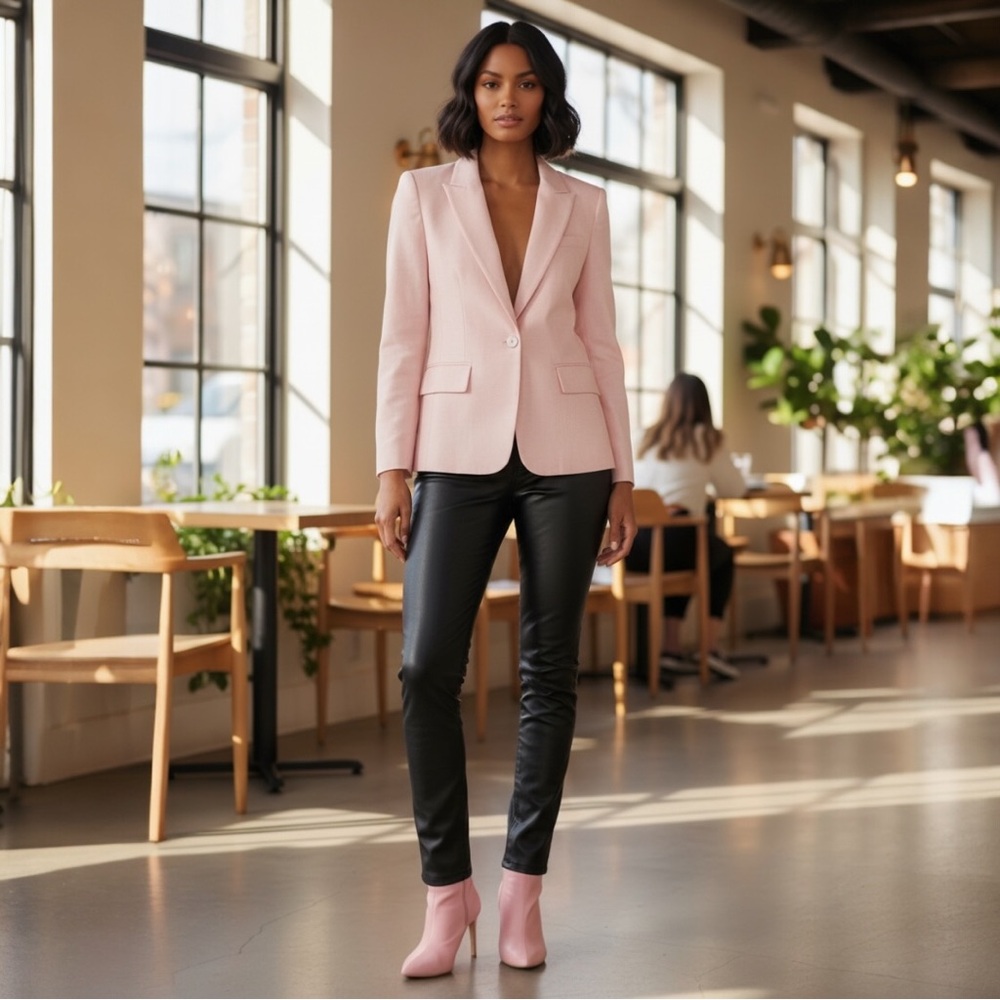 Veronica Beard Pink Single-Button Wool Blend Blazer
